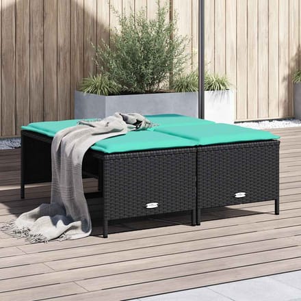 vidaXL - Tuinstoelen - met - kussens - 4 - stuks - zwart - polyrotan