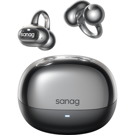 sanag S8S Ultra Oorclip Bluetooth Hoofdtelefoon met Botgeleiding, Open-Back Ontwerp en AI-Sportmodus - Zwart