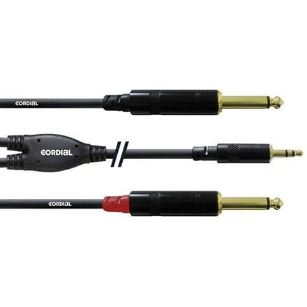 Cordial Essentials - Y-Kabel - REAN Mini-Jack 3,5 mm Stereo naar 2x Jack 6,3 mm - Verguld - 1,5 m