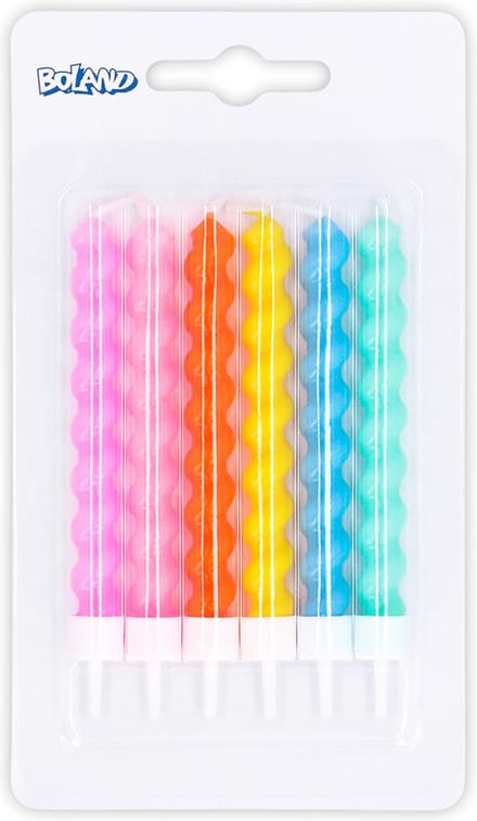 Boland - Set 6 kaarsjes Swirl pastel Naturel - Pastel - Pastel