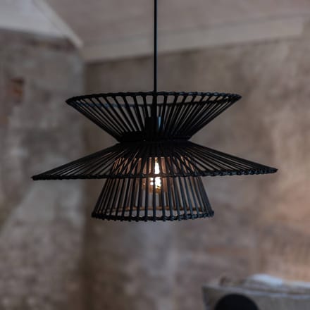 Markslöjd Hanglamp Duplici, zwart, bamboe, Ø 57 cm, E27