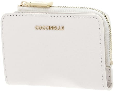 COCCINELLE Leren Kaarthoes Metallic Soft Credit Card Holder Blanco Crème