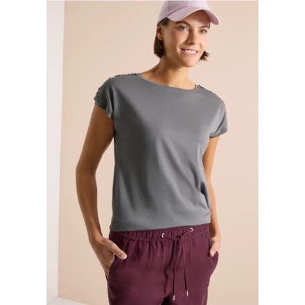 Shirt met korte mouwen en rimpels