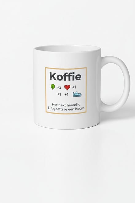 Koffie Boost Mok - Pixel Art Koffiemok voor Energie