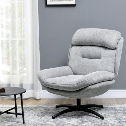 MODFU Draaifauteuil - 360° draaibaar met geïntegreerde armleuningen - Modern design - Woonkamer - Polyester - Grijs - 79×91×98 cm