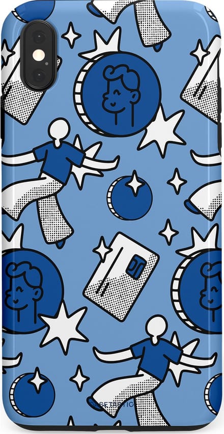 Casetastic hoesje geschikt voor Apple iPhone XS Max - Dubbellaagse bescherming - Geldroute - Fashion Case - Lichtblauw Grijs Donkergrijs