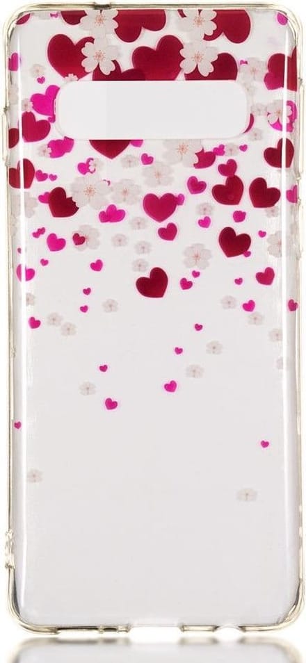 Shop4 - Samsung Galaxy S10 Hoesje - Zachte Back Case Hartjes Transparant