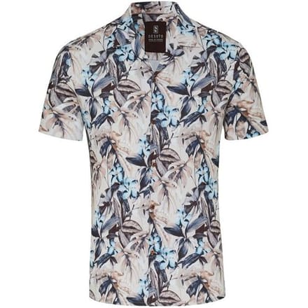 Desoto Overhemd Allover Blossoms Pattern Brown-Cyan / male