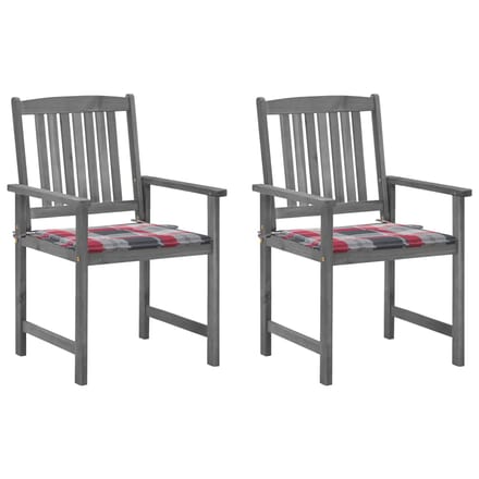 vidaXL - Tuinstoelen - 2 - st - met - kussens - massief - acaciahout - grijs