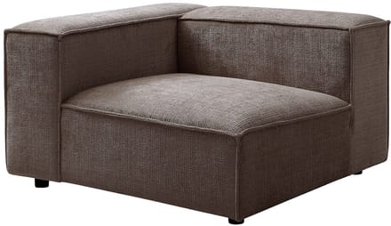 Vente-unique Modulaire driezitsbank in taupe chenillestof RUZOLO