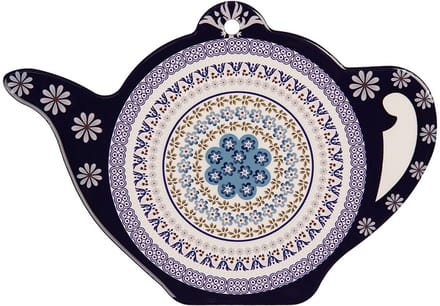 Clayre & Eef Onderzetters Pannen Theepot 24x17 cm Blauw Keramiek