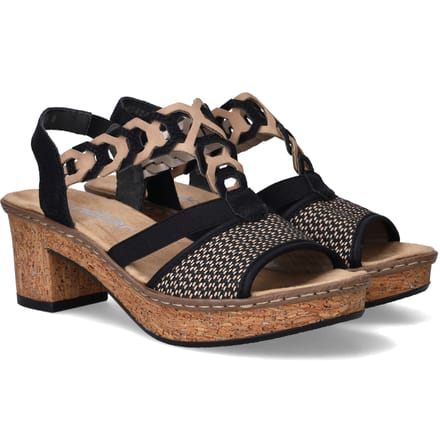 Rieker Sandalen met hak zwart Synthetisch - Dames - Maat 40