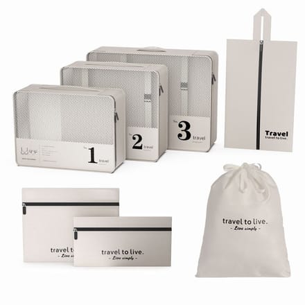 Hauskraft Packing Cube - 7-delig - Beige - Koffer Organizer Set - Backpack en Koffer - Travel Cubes