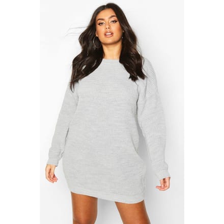 boohoo Dames Plus Ronde Hals Truitjurk | Silver | Maat: 24