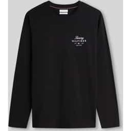 Tommy Hilfiger Script Stack Ls Regular Black Taglia: S | Maglie a manica lunga Outlet | Uomo | Nero