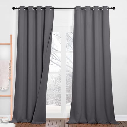 Grijze thermische gordijnen 132x260 cm - 100% donker, isolerend, met ogen