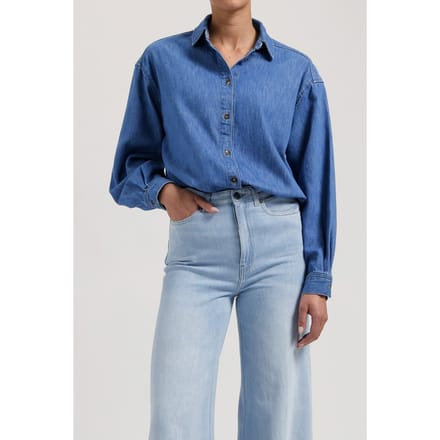 Mud Jeans Reese Denim Shirt - Medium Stone Medium Stone Taglia: XL | Magliette intime Outlet | Donna | Blu