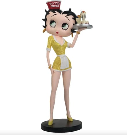 Betty Boop Diner Serveerster In Gele Jurk Beeldje
