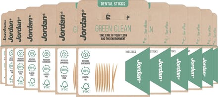 x12 Jordan Green Clean Tandenstokers Dun - 100 stuks