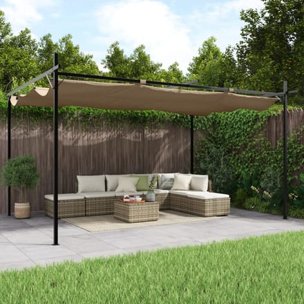 vidaXL - Pergola - met - uitschuifbaar - dak - 395x292x230 - taupe