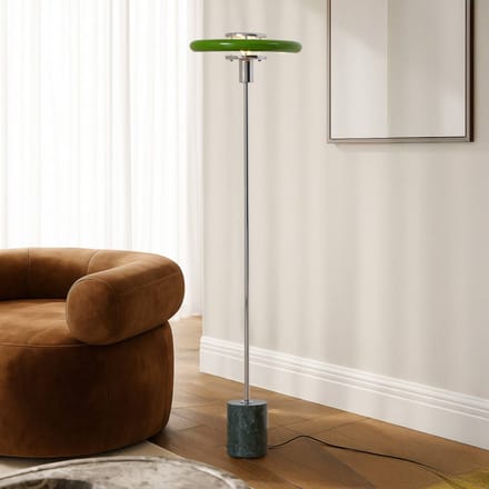 Lindby - vloerlamp - 1licht - Metaal, marmer - H: 130 cm - E27 - groen