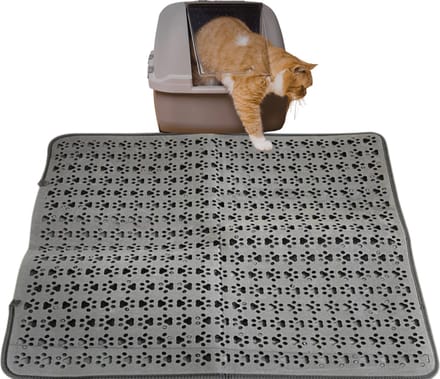 Lavida Kattenbakmat - 55x70 cm -Dubbele Laag- Waterdicht- Grit Opvanger- Kattenmat- Zwart