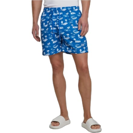 Urban Classics - Pattern Zwemshorts - L - Blauw/Wit