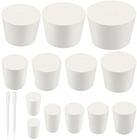 Rubberen Stoppen - Conische Stoppers - Laboratorium Afsluiten - 13 Verschillende Maten - 38 Stuks - Wit