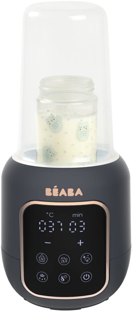 Béaba Multi Milk Flessenwarmer - 5-in-1 Flesverwarmer en Sterilisator met Touchscreen - Opwarmen au Bain-Marie of Snel met Stoom - Ontdooien van Moedermelk en Verwarmen van Potjes - Instelbare Tijd en Temperatuur - Grijs