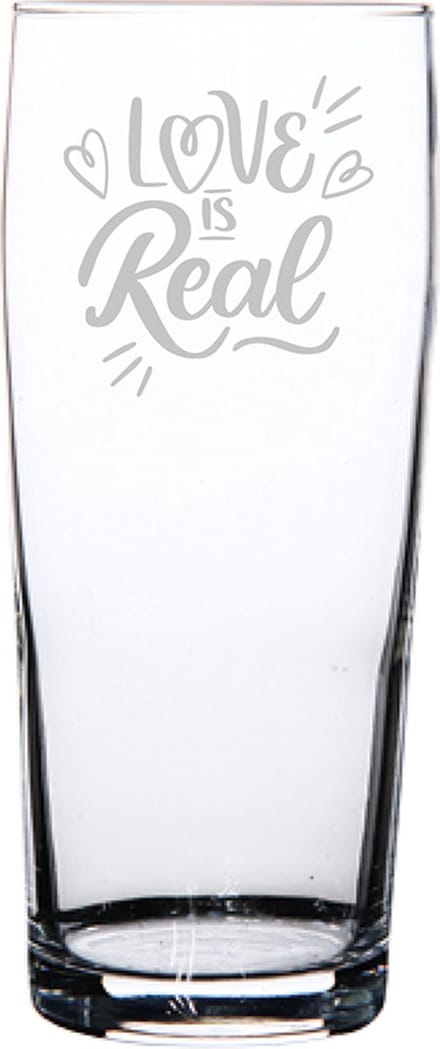Gegraveerde bierfluitje 19cl Love is real
