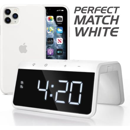 Caliber HCG019QI-WA - Wekker met draadloos laden en groot display - White