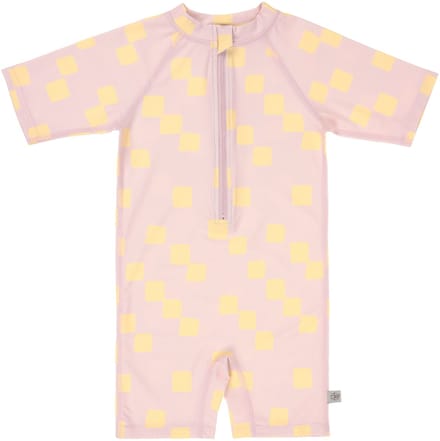 Lässig Checkerboard UV Pakje Korte Mouw - Maat 62/68 - Pale Pink/Yellow