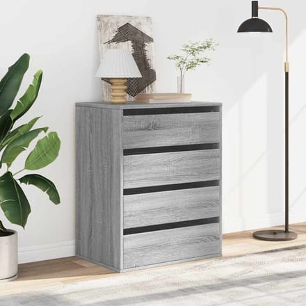 vidaXL - Ladekast - 60x41x76 - cm - bewerkt - hout - grijs - sonoma - eikenkleurig