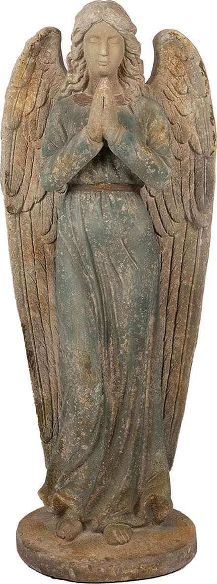 Clayre & Eef Decoratie Beeld Engel 119 cm Groen Beige Magnesium (MGO)