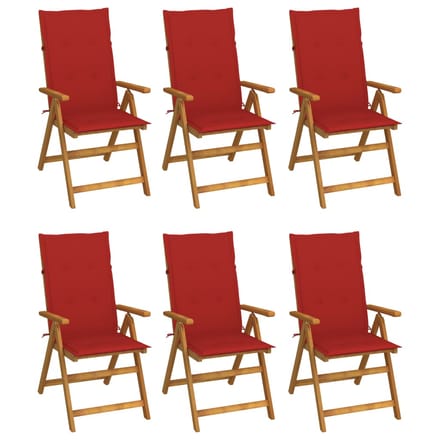 vidaXL - Inklapbare - stoelen - 6 - st - met - kussens - massief - acaciahout