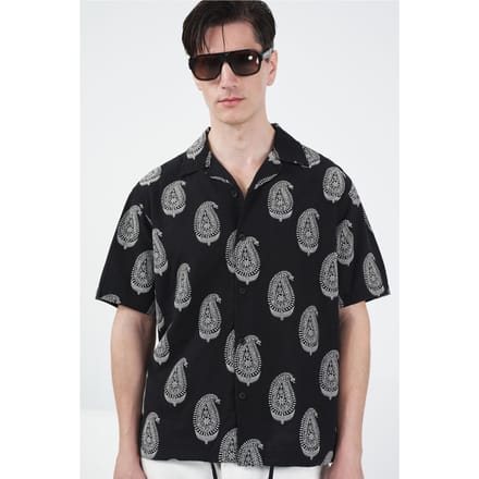 Regular Fit Paisley Print Overhemd met Knoopsluiting