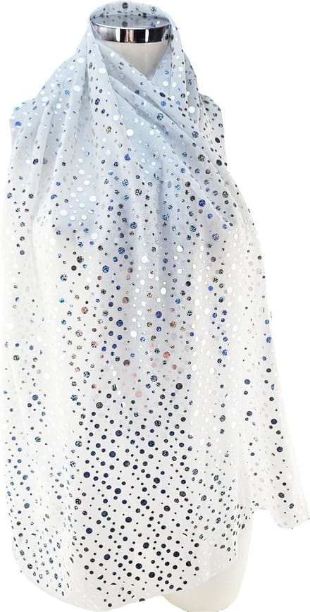 BamBella ® - Sjaal - sjaaltje - feest kant omslag doek hoofddoek wit glitter kant