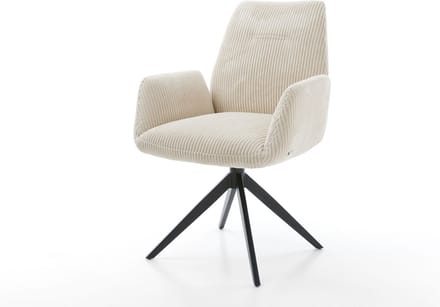 Gestoffeerde-stoel Zoa-Flex kruisframe breed zwart koord beige pocketveer kern