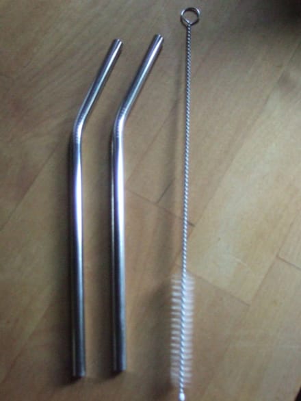 Set metalen gebogen rietjes 4 stuks