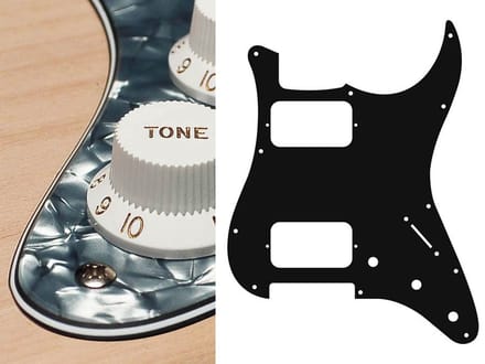 Boston ST-433-PB pickguard, Stallion, HH, 3 pot holes, 3-5 switch, 4 ply, pearl black