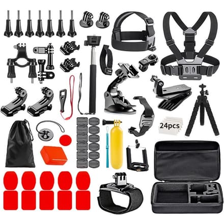 84-in-1 Action Camera Accessoires Kit Sportcamera Accessoires Set met Draagtas Vervanging zwart