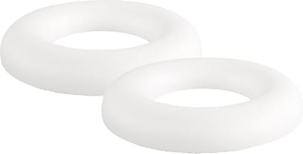 Rayher Piepschuim vorm/figuur ronde ring - 2x - wit - Dia 25 cm - Hobby materialen - Styrofor knutselen