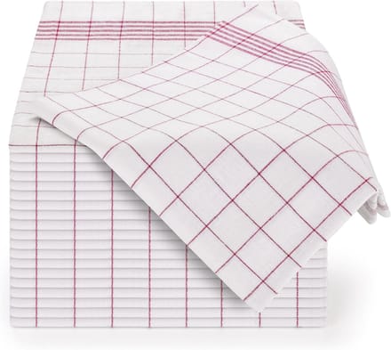 Famanu - Premium Theedoeken Set – Set van 5-50 x 70 cm – Gestreepte Theedoek – Rood Gestreept