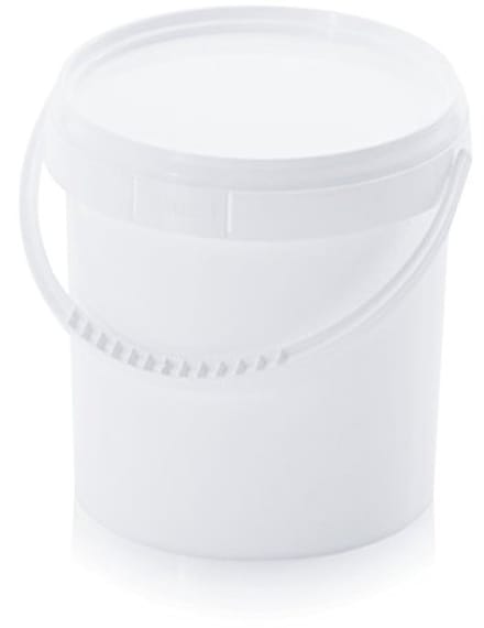 Set van 20 Voedselveilige Plastic Emmers met Deksel 1,0L - Wit