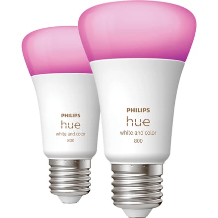 Philips Hue Slimme Lichtbron E27 Duopack - wit en gekleurd licht - 6.5W - Bluetooth - 2 Stuks