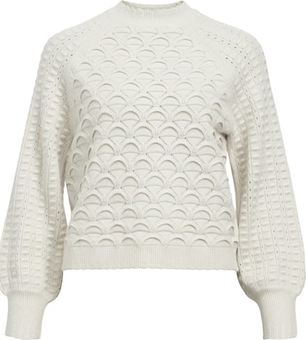 Object Objsida Knit L/s Re Pullover Truien & vesten Dames - Sweater - Hoodie - Vest- Gebroken wit - Maat XS