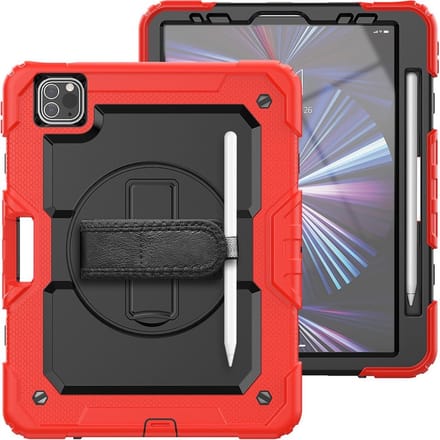 LuxeBass Tablet Kids Case met band geschikt voor Apple iPad Pro 11 (2021) - Rood