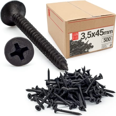 LUN FIX - Schnellbauschrauben - 3,5 x 45 mm - Feingewinde - 500 Stuks - Droogbouwschroeven