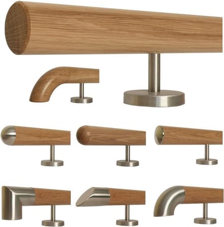 Houten trapleuning - Eiken leuning - Veilig traplopen - Gefacetteerde uiteinden - 30 cm - Houtkleurig