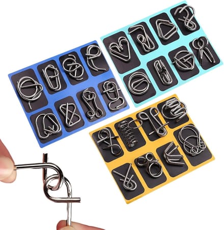 Metalen Puzzel Set - Hersenkrakers Spellen - Logisch Denken - Ontwarring Puzzels - 21 x 17 cm